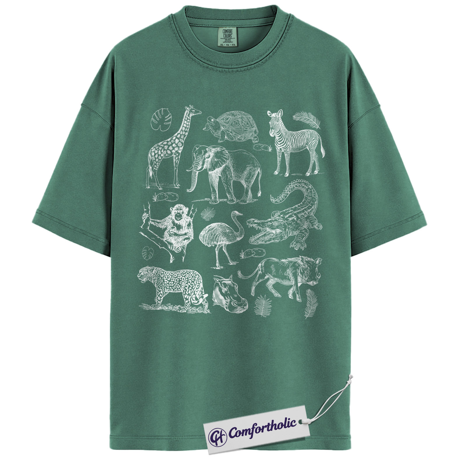 Safari Animals Shirt, Giraffe Elephant Wildlife Sketch Graphic Tee, African Safari Animal T-Shirt for Zoo Lovers, Safari Lover Gift, Comfort Colors Shirt - Image 10
