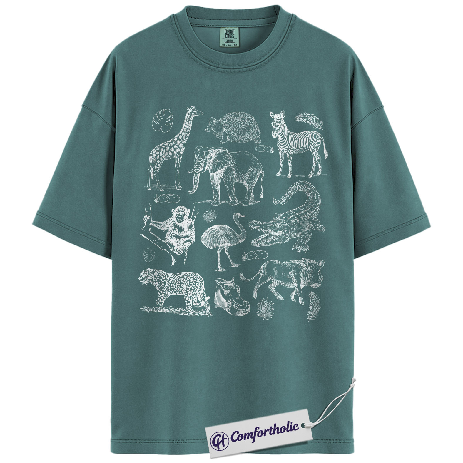 Safari Animals Shirt, Giraffe Elephant Wildlife Sketch Graphic Tee, African Safari Animal T-Shirt for Zoo Lovers, Safari Lover Gift, Comfort Colors Shirt - Image 11