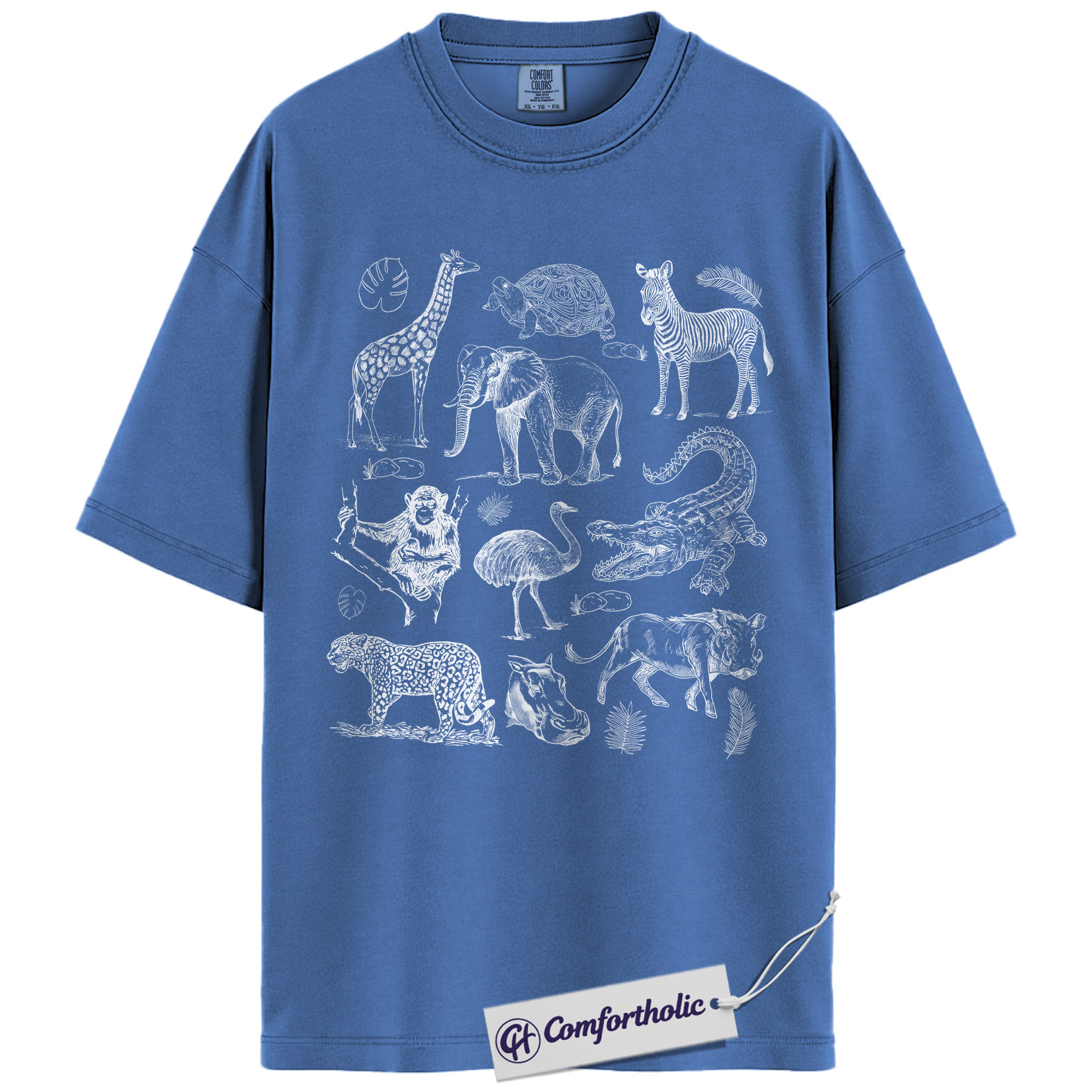 Safari Animals Shirt, Giraffe Elephant Wildlife Sketch Graphic Tee, African Safari Animal T-Shirt for Zoo Lovers, Safari Lover Gift, Comfort Colors Shirt - Image 12