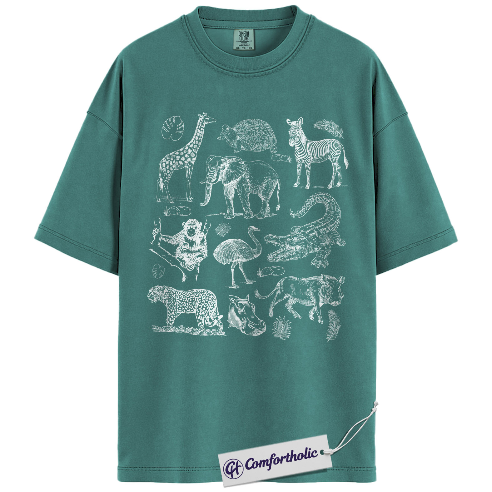 Safari Animals Shirt, Giraffe Elephant Wildlife Sketch Graphic Tee, African Safari Animal T-Shirt for Zoo Lovers, Safari Lover Gift, Comfort Colors Shirt - Image 13