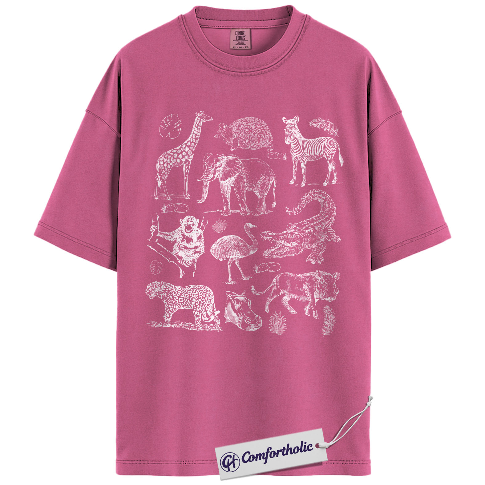 Safari Animals Shirt, Giraffe Elephant Wildlife Sketch Graphic Tee, African Safari Animal T-Shirt for Zoo Lovers, Safari Lover Gift, Comfort Colors Shirt - Image 16