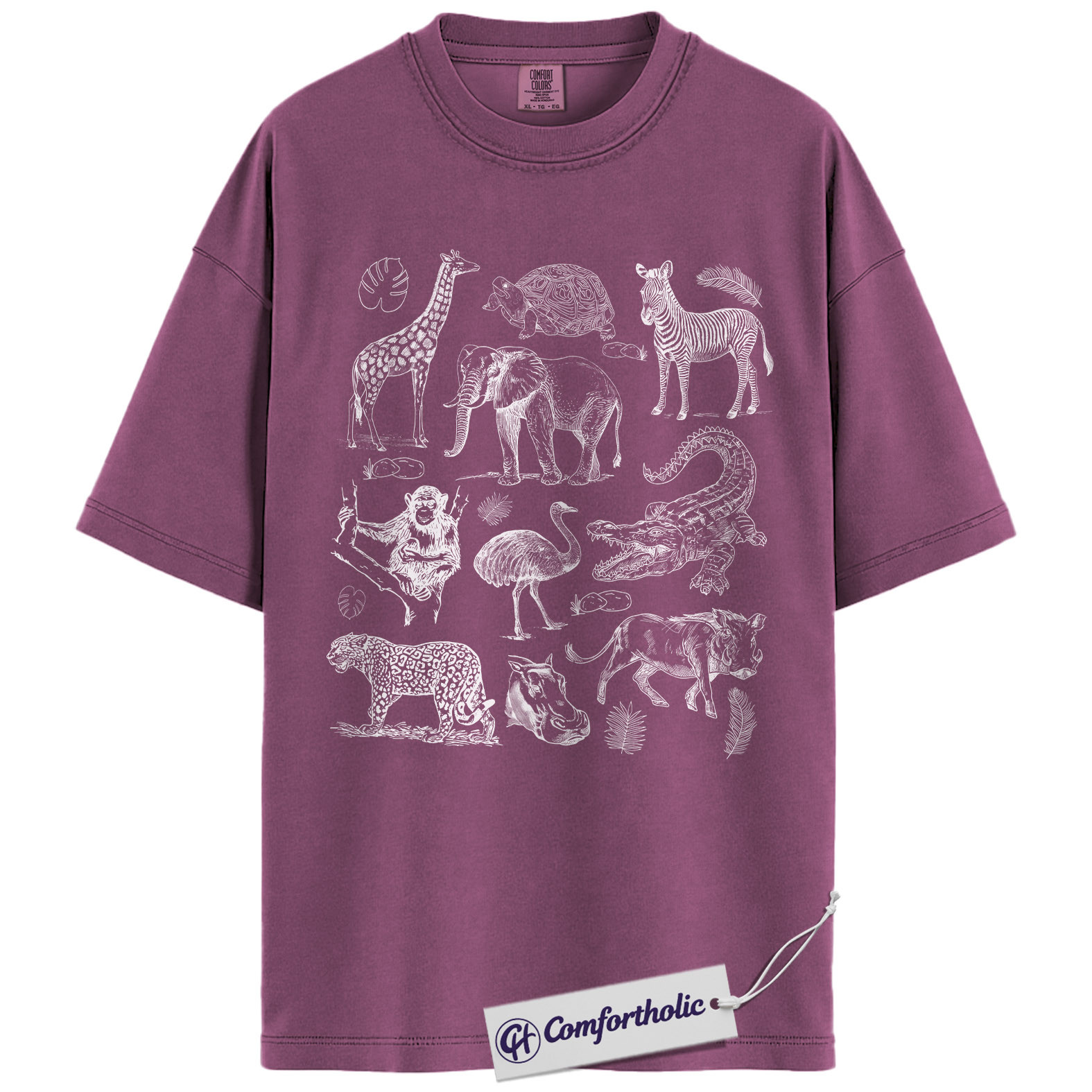 Safari Animals Shirt, Giraffe Elephant Wildlife Sketch Graphic Tee, African Safari Animal T-Shirt for Zoo Lovers, Safari Lover Gift, Comfort Colors Shirt - Image 15