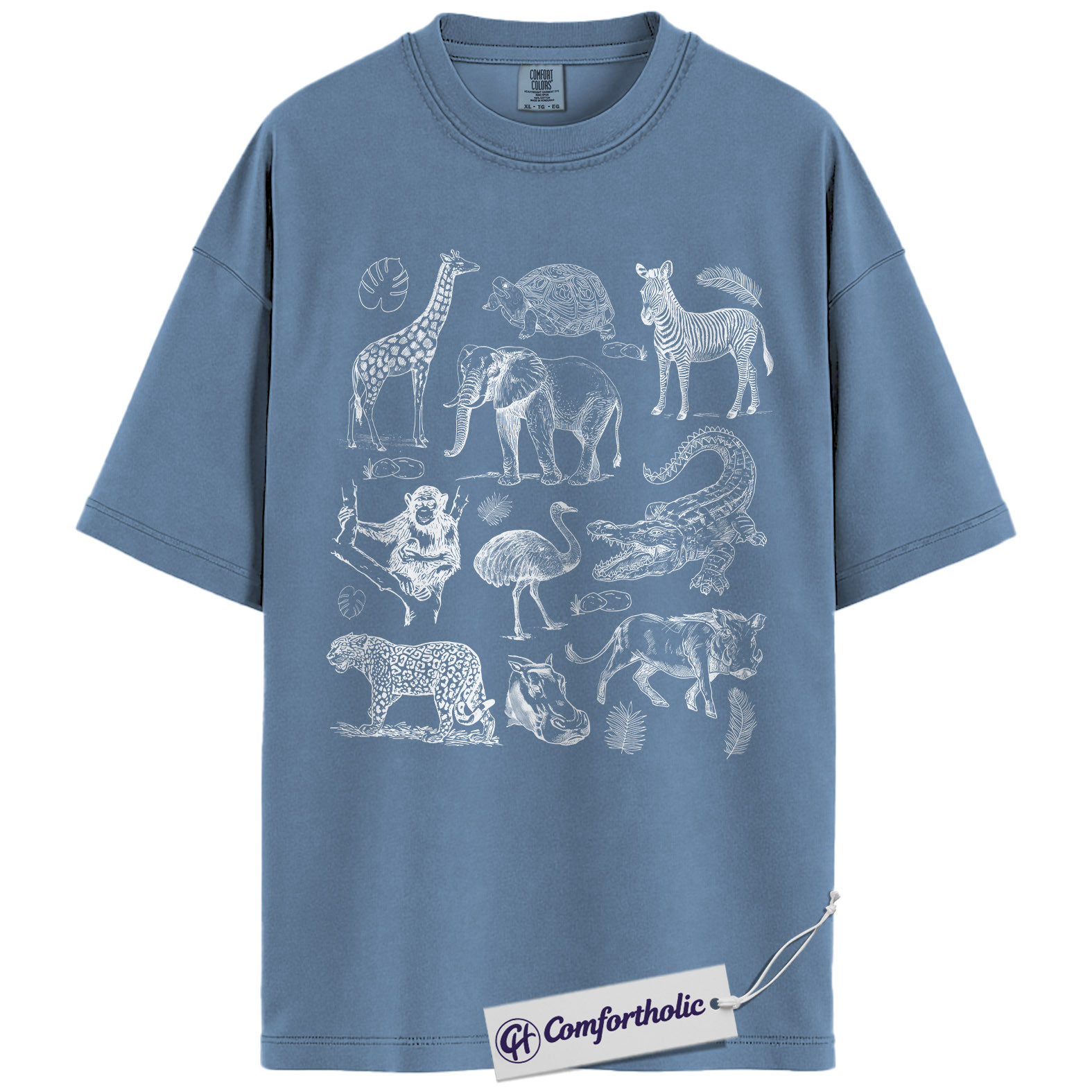 Safari Animals Shirt, Giraffe Elephant Wildlife Sketch Graphic Tee, African Safari Animal T-Shirt for Zoo Lovers, Safari Lover Gift, Comfort Colors Shirt - Image 17