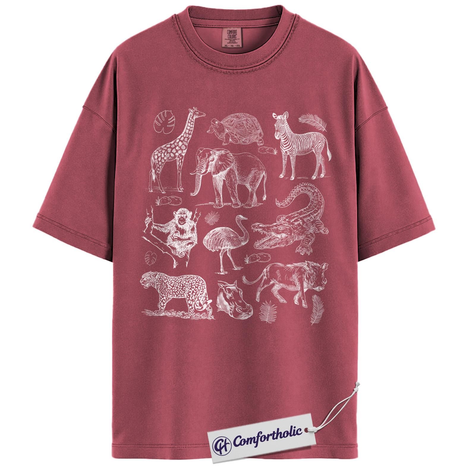 Safari Animals Shirt, Giraffe Elephant Wildlife Sketch Graphic Tee, African Safari Animal T-Shirt for Zoo Lovers, Safari Lover Gift, Comfort Colors Shirt - Image 18