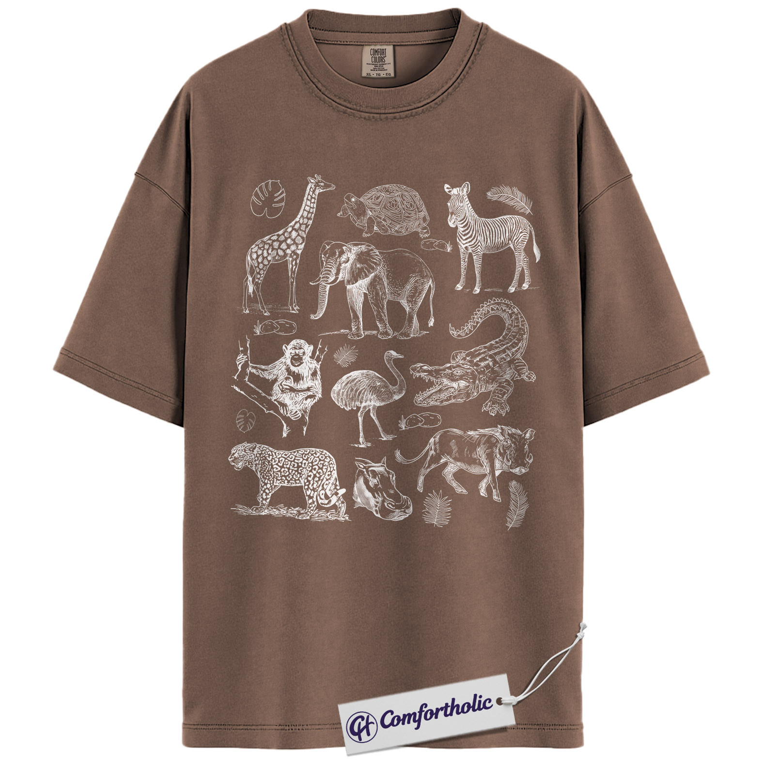 Safari Animals Shirt, Giraffe Elephant Wildlife Sketch Graphic Tee, African Safari Animal T-Shirt for Zoo Lovers, Safari Lover Gift, Comfort Colors Shirt - Image 19