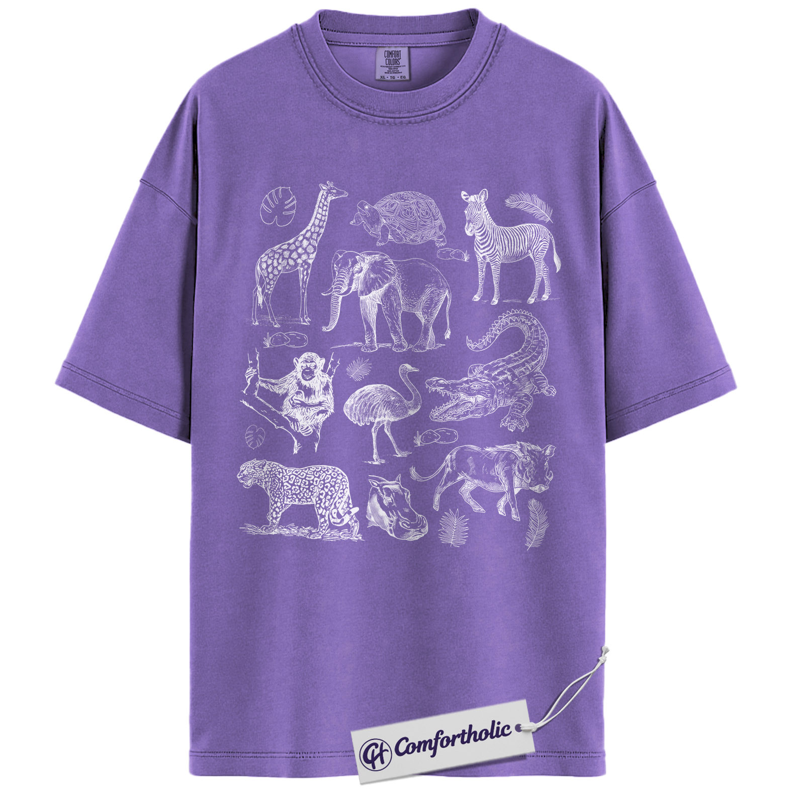 Safari Animals Shirt, Giraffe Elephant Wildlife Sketch Graphic Tee, African Safari Animal T-Shirt for Zoo Lovers, Safari Lover Gift, Comfort Colors Shirt - Image 20