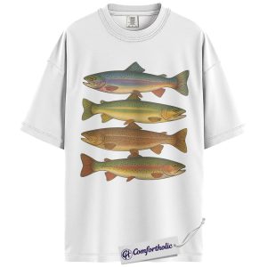 Alternative view of Trout Fishing Shirt, Vintage Trout Species Graphic Tee, Fly Fishing Angler T-Shirt, Gift for Fishermen & Outdoors Lovers, Comfort Colors Shirt
