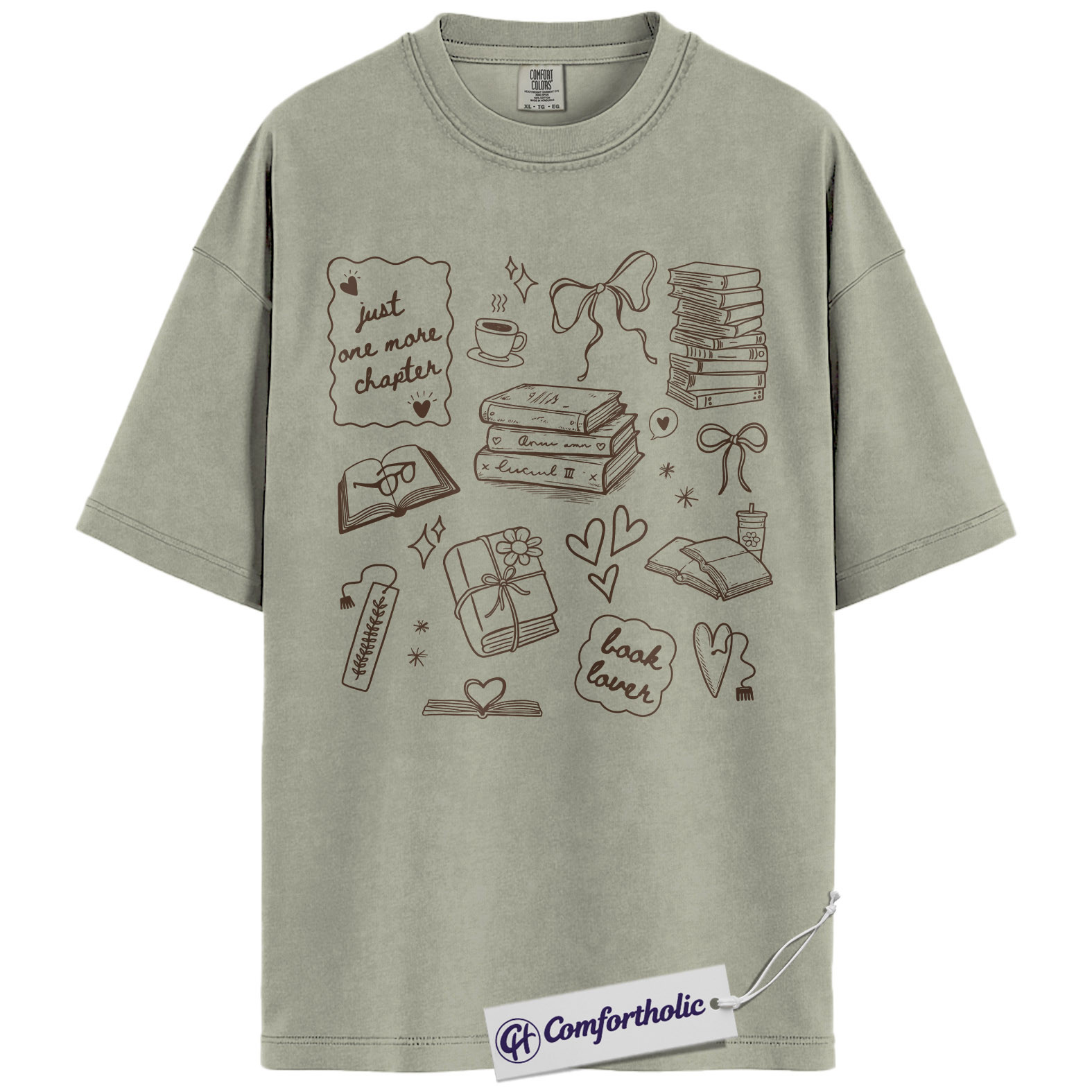 Book Lover Shirt, Just One More Chapter Graphic Tee, Cozy Reading Aesthetic T-Shirt, Gift for Readers & Bookworms, Comfort Colors Shirt - Image 6