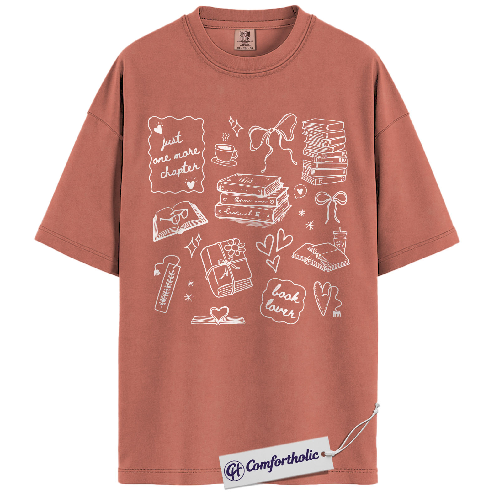 Book Lover Shirt, Just One More Chapter Graphic Tee, Cozy Reading Aesthetic T-Shirt, Gift for Readers & Bookworms, Comfort Colors Shirt - Image 7