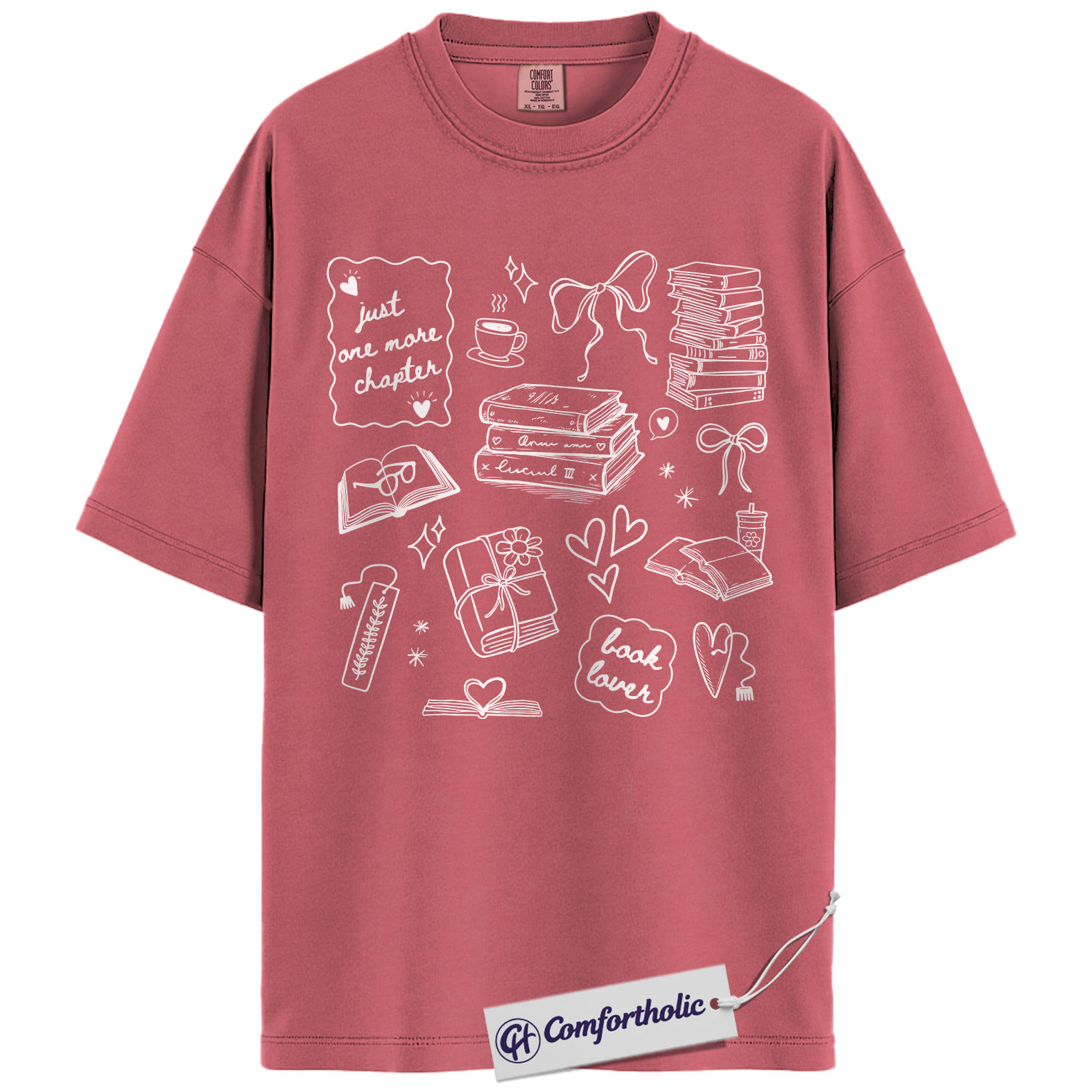 Book Lover Shirt, Just One More Chapter Graphic Tee, Cozy Reading Aesthetic T-Shirt, Gift for Readers & Bookworms, Comfort Colors Shirt - Image 9