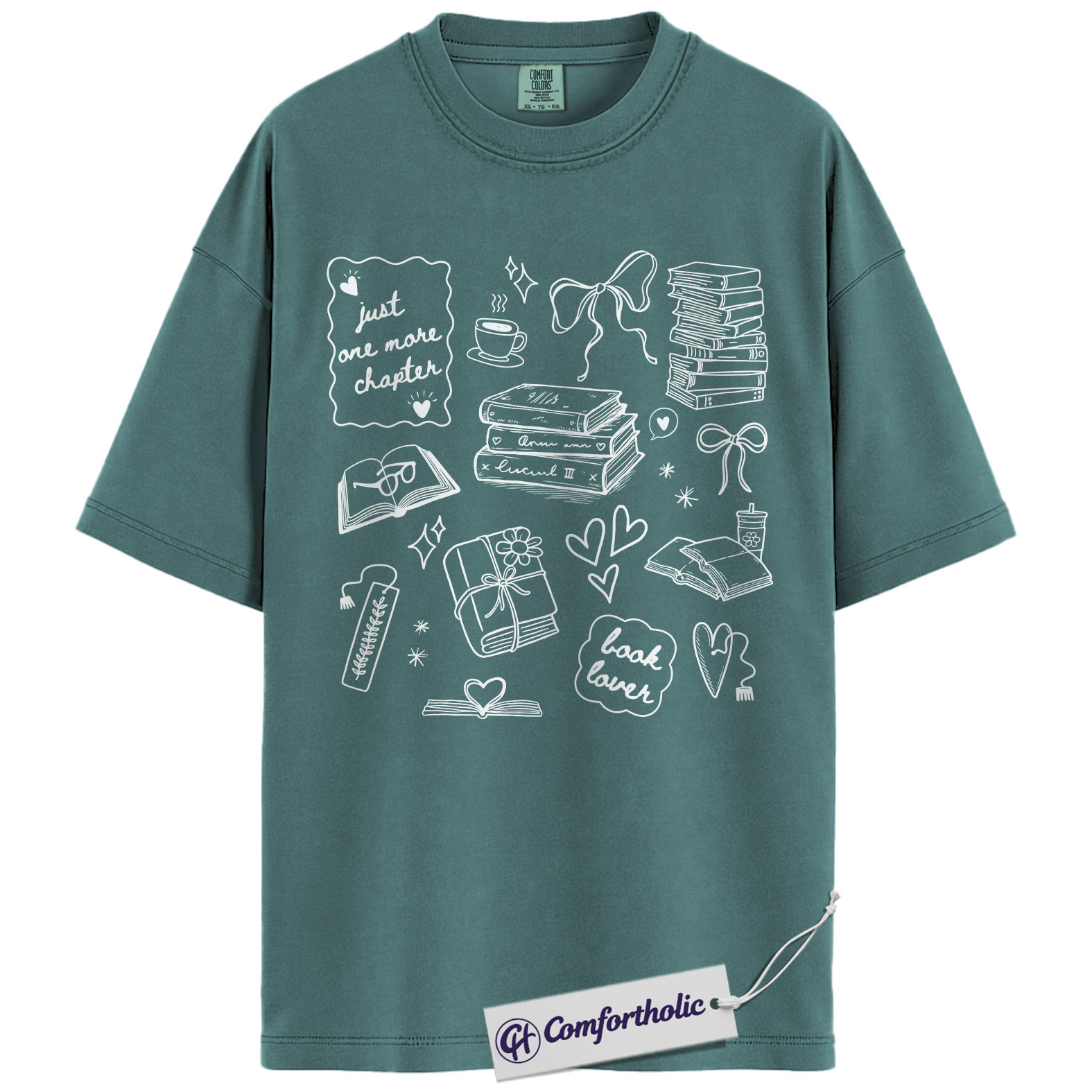 Book Lover Shirt, Just One More Chapter Graphic Tee, Cozy Reading Aesthetic T-Shirt, Gift for Readers & Bookworms, Comfort Colors Shirt - Image 11