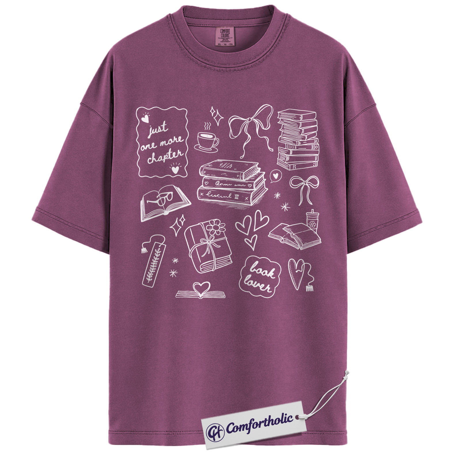 Book Lover Shirt, Just One More Chapter Graphic Tee, Cozy Reading Aesthetic T-Shirt, Gift for Readers & Bookworms, Comfort Colors Shirt - Image 15