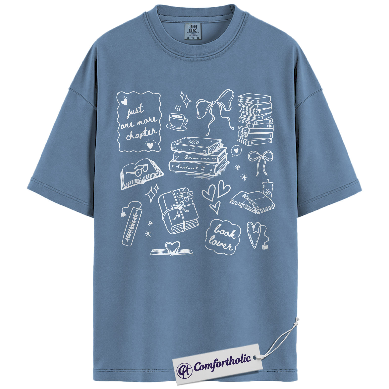 Book Lover Shirt, Just One More Chapter Graphic Tee, Cozy Reading Aesthetic T-Shirt, Gift for Readers & Bookworms, Comfort Colors Shirt - Image 17