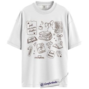 Alternative view of Book Lover Shirt, Just One More Chapter Graphic Tee, Cozy Reading Aesthetic T-Shirt, Gift for Readers & Bookworms, Comfort Colors Shirt
