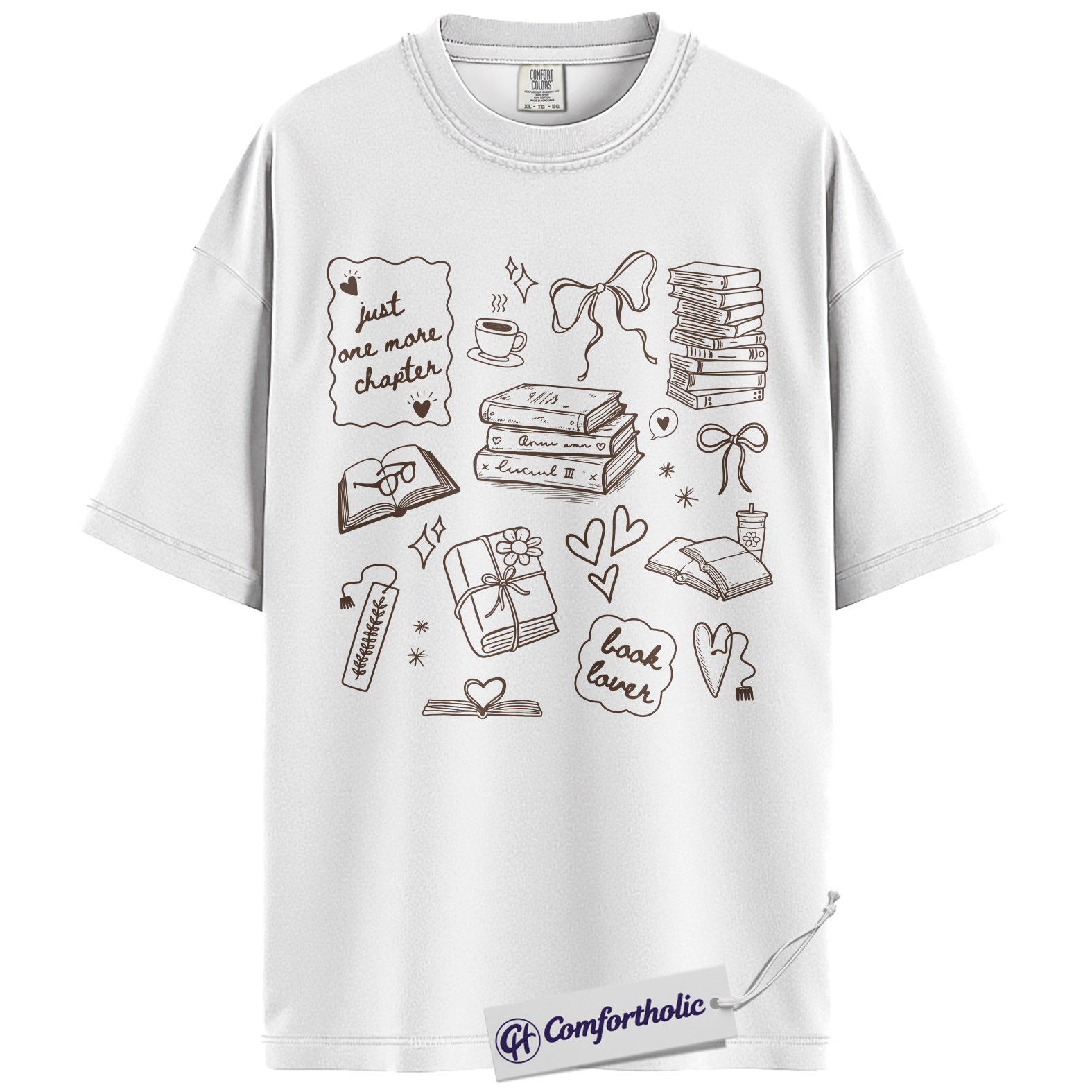 Book Lover Shirt, Just One More Chapter Graphic Tee, Cozy Reading Aesthetic T-Shirt, Gift for Readers & Bookworms, Comfort Colors Shirt - Image 2