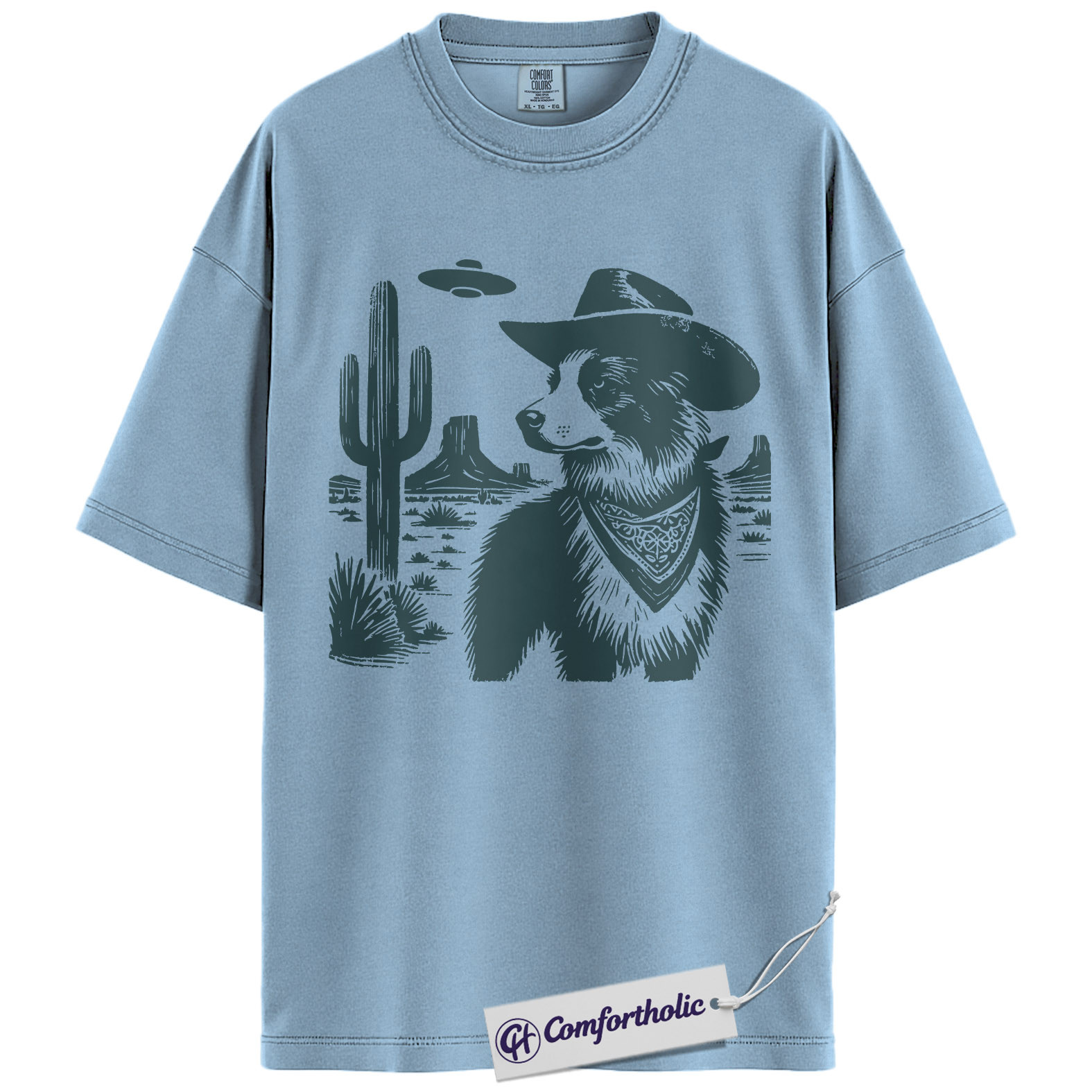 Border Collie Shirt, Cowboy Dog UFO Desert Graphic Tee, Western Dog Lover T-Shirt, Funny Alien Gift for Border Collie Lovers, Comfort Colors Shirt - Image 14