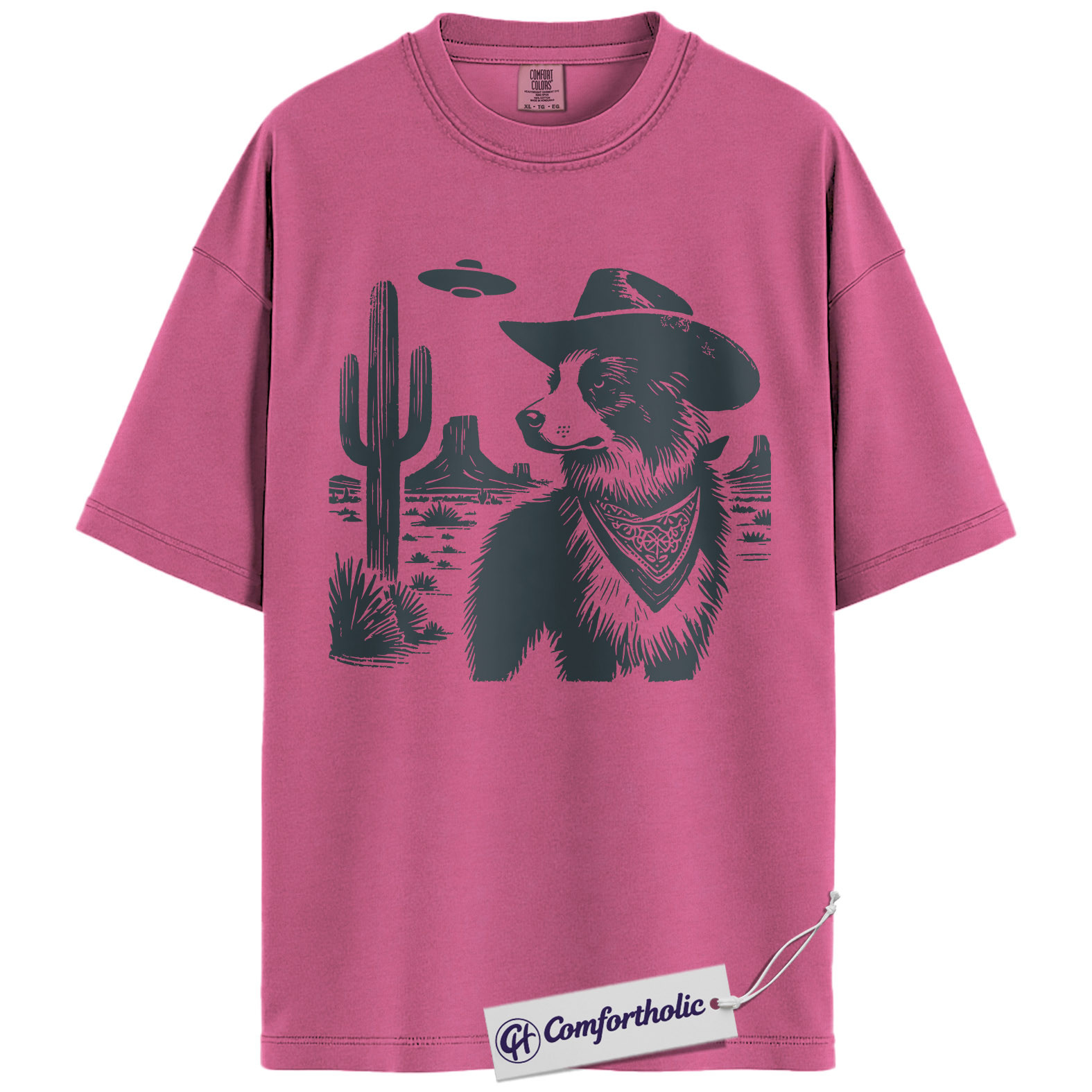Border Collie Shirt, Cowboy Dog UFO Desert Graphic Tee, Western Dog Lover T-Shirt, Funny Alien Gift for Border Collie Lovers, Comfort Colors Shirt - Image 16