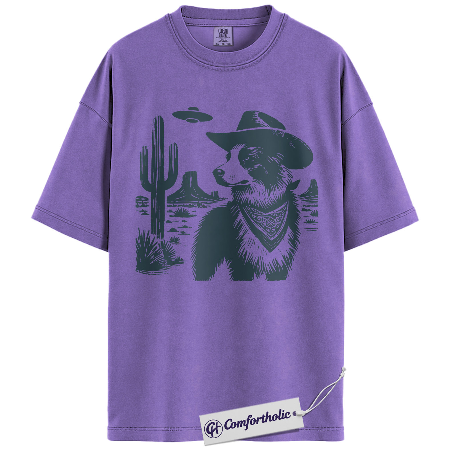 Border Collie Shirt, Cowboy Dog UFO Desert Graphic Tee, Western Dog Lover T-Shirt, Funny Alien Gift for Border Collie Lovers, Comfort Colors Shirt - Image 20