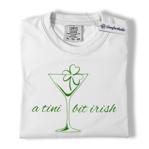Alternative view of St Patricks Day Shirt, A Tini Bit Irish Martini Graphic Tee, Funny Irish Drinking T-Shirt for Women, St Patrick’s Day Party Gift, Comfort Colors Shirt