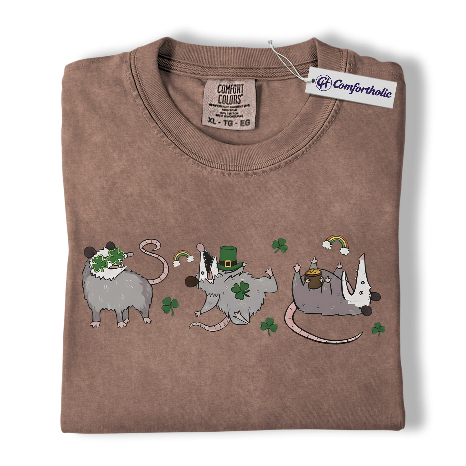 St. Patrick’s Day Opossum Shirt, Lucky Shamrock Possum Graphic Tee, Cute Irish Animal T-Shirt, Funny Gift for Opossum Lovers, Comfort Colors Shirt - Image 19
