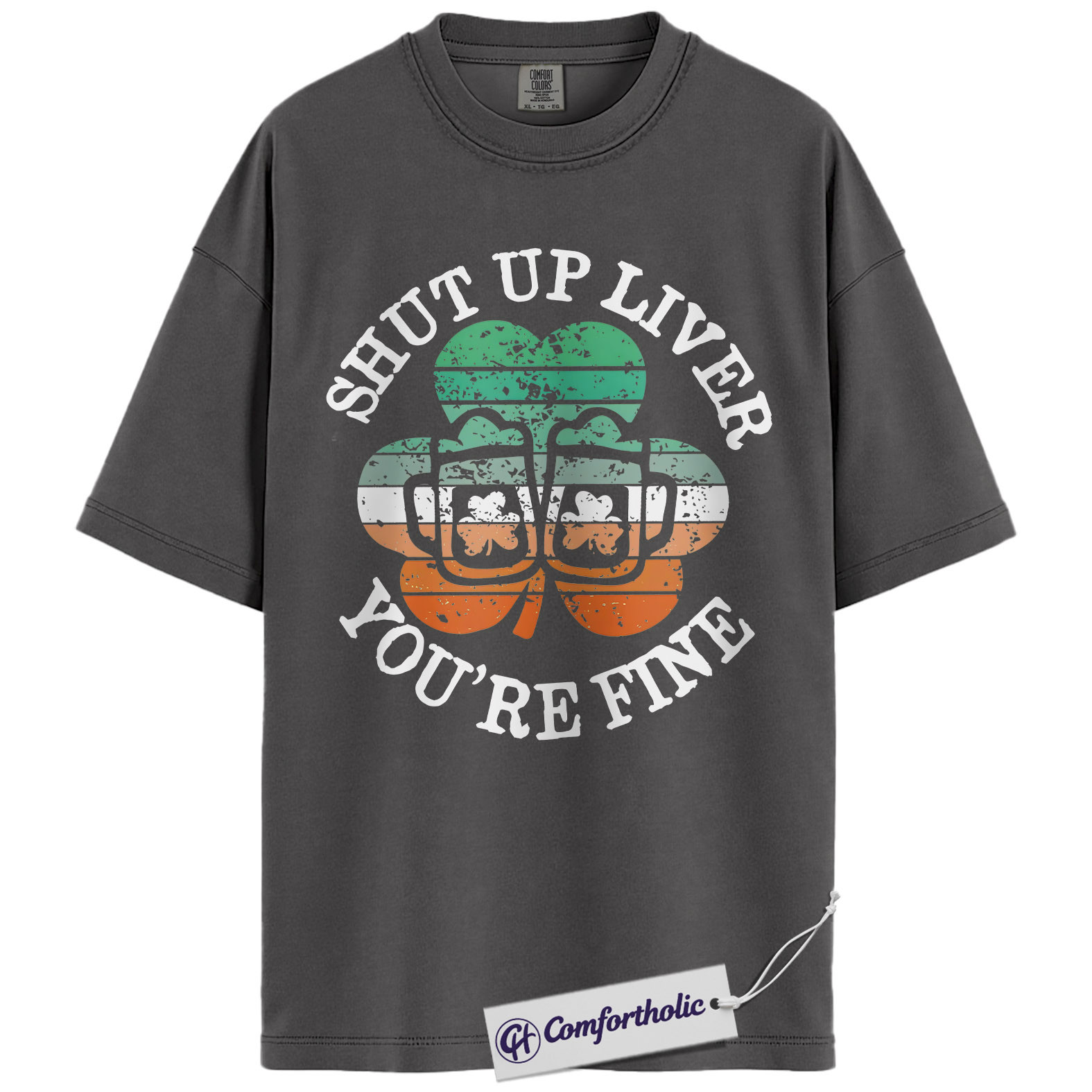 Shut Up Liver You’re Fine Shirt, Funny St Patrick’s Day Drinking Graphic Tee, Irish Shamrock Beer T-Shirt, St Patty’s Day Party Gift, Comfort Colors Shirt - Image 4