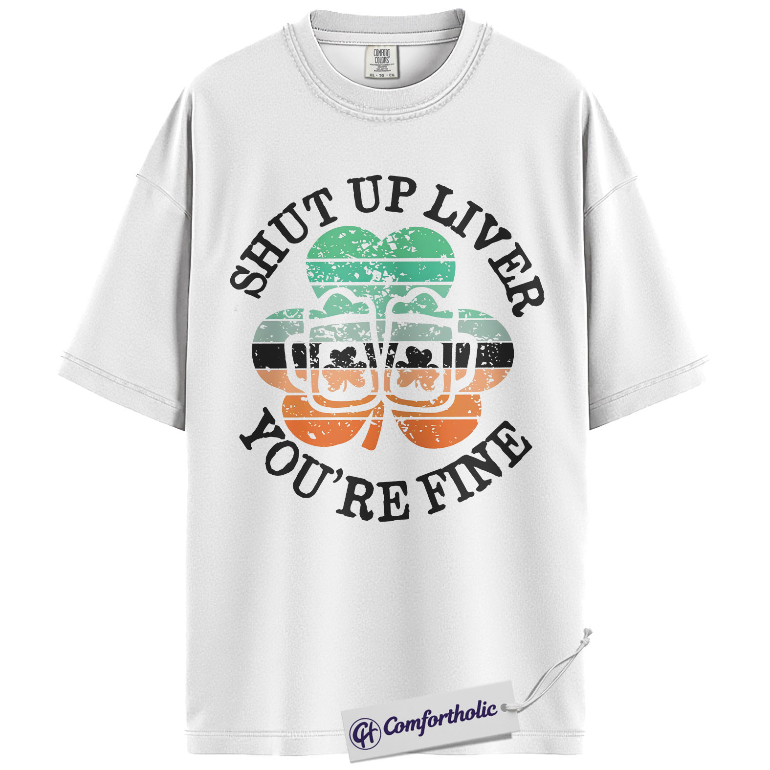 Shut Up Liver You’re Fine Shirt, Funny St Patrick’s Day Drinking Graphic Tee, Irish Shamrock Beer T-Shirt, St Patty’s Day Party Gift, Comfort Colors Shirt - Image 2