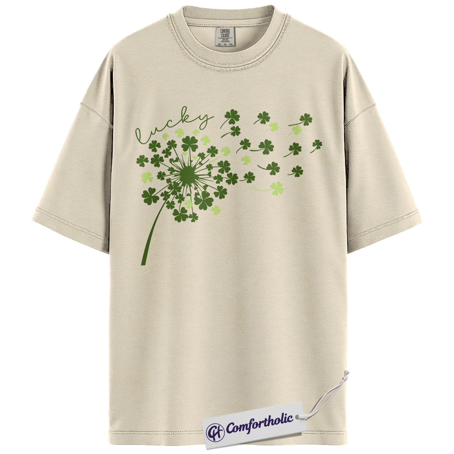 St Patricks Day Shirt, Lucky Shamrock Dandelion Graphic Tee, Cute Irish Clover T-Shirt for Women, St Patrick’s Day Parade Party Gift, Comfort Colors Shirt