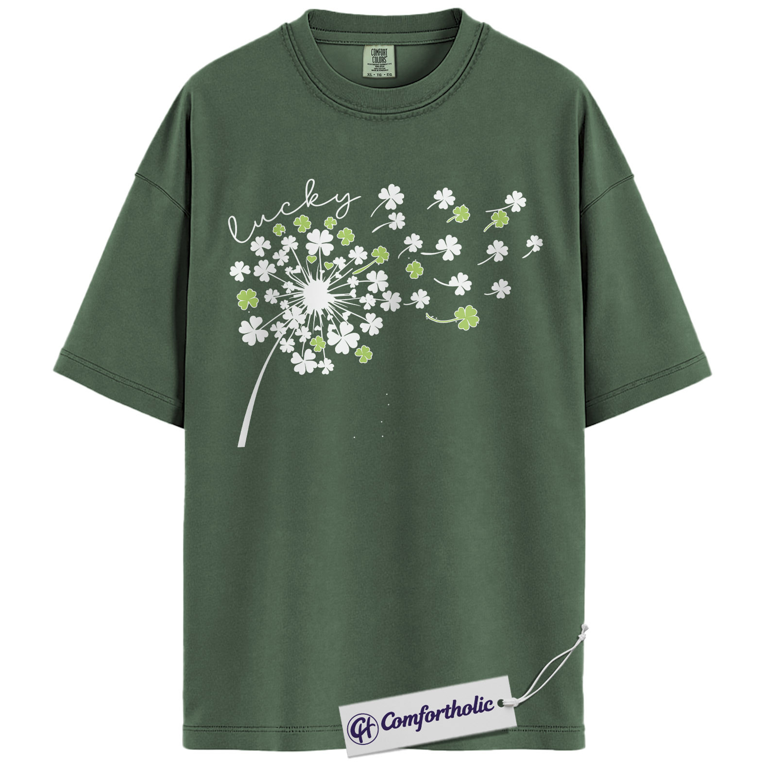 St Patricks Day Shirt, Lucky Shamrock Dandelion Graphic Tee, Cute Irish Clover T-Shirt for Women, St Patrick’s Day Parade Party Gift, Comfort Colors Shirt - Image 5