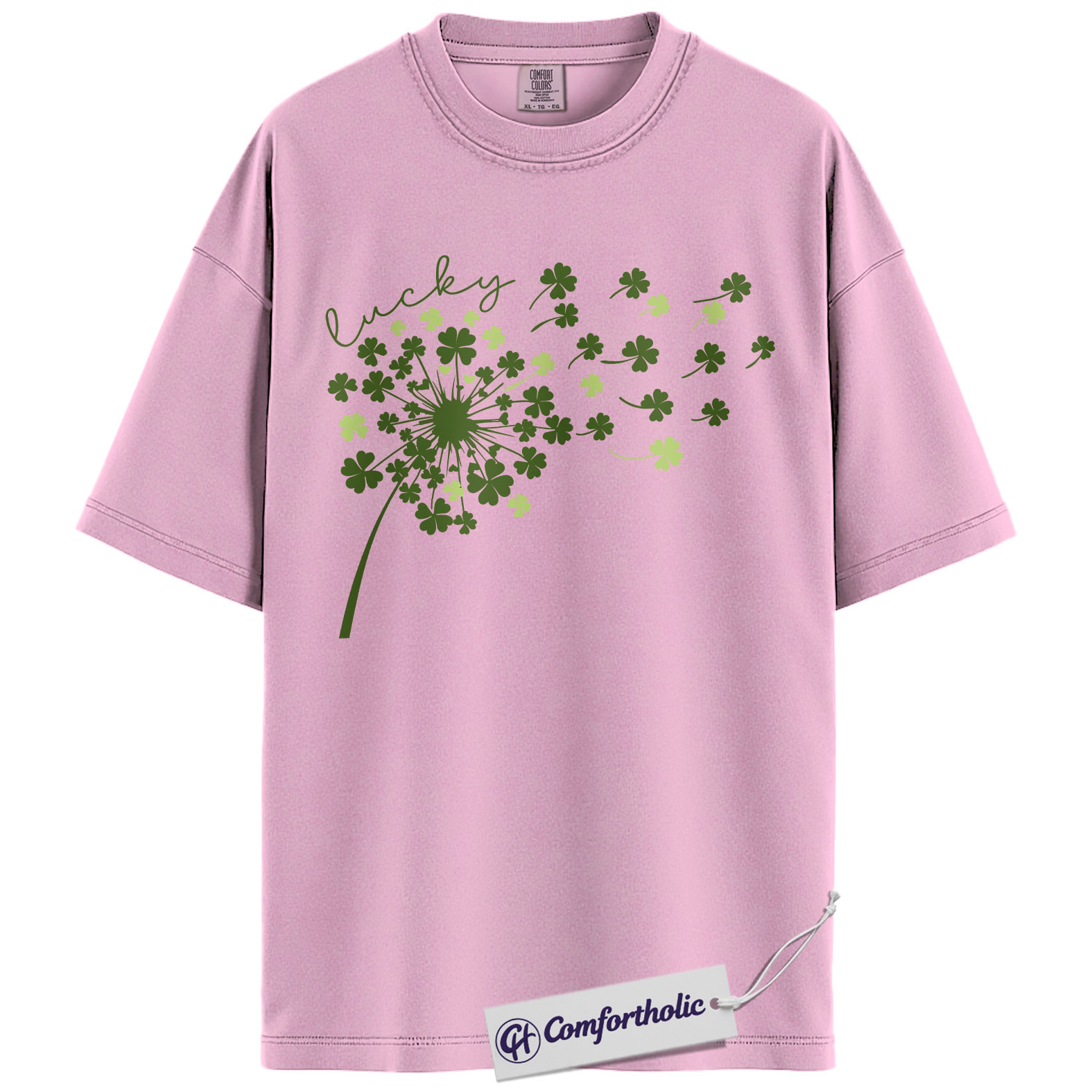 St Patricks Day Shirt, Lucky Shamrock Dandelion Graphic Tee, Cute Irish Clover T-Shirt for Women, St Patrick’s Day Parade Party Gift, Comfort Colors Shirt - Image 8