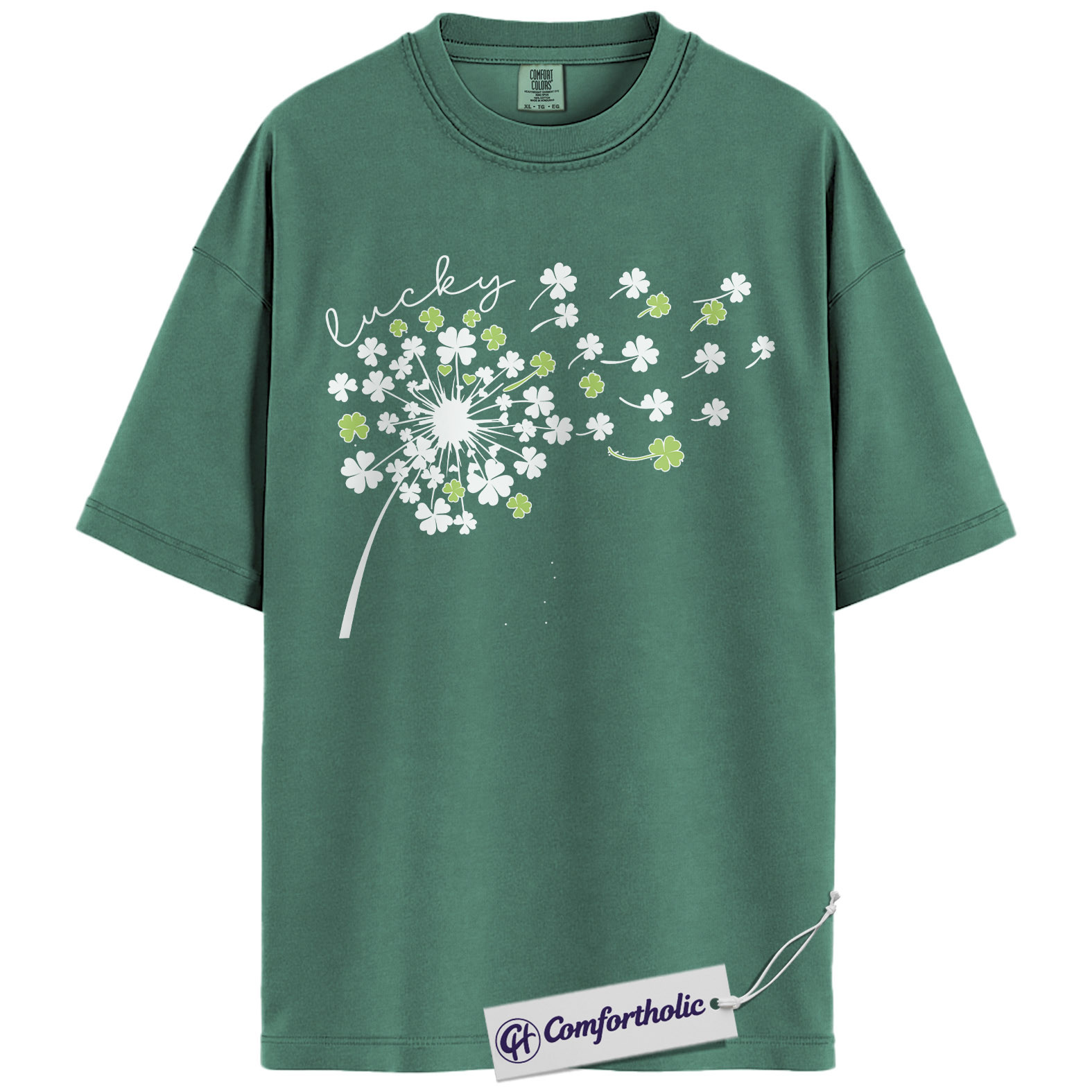 St Patricks Day Shirt, Lucky Shamrock Dandelion Graphic Tee, Cute Irish Clover T-Shirt for Women, St Patrick’s Day Parade Party Gift, Comfort Colors Shirt - Image 10