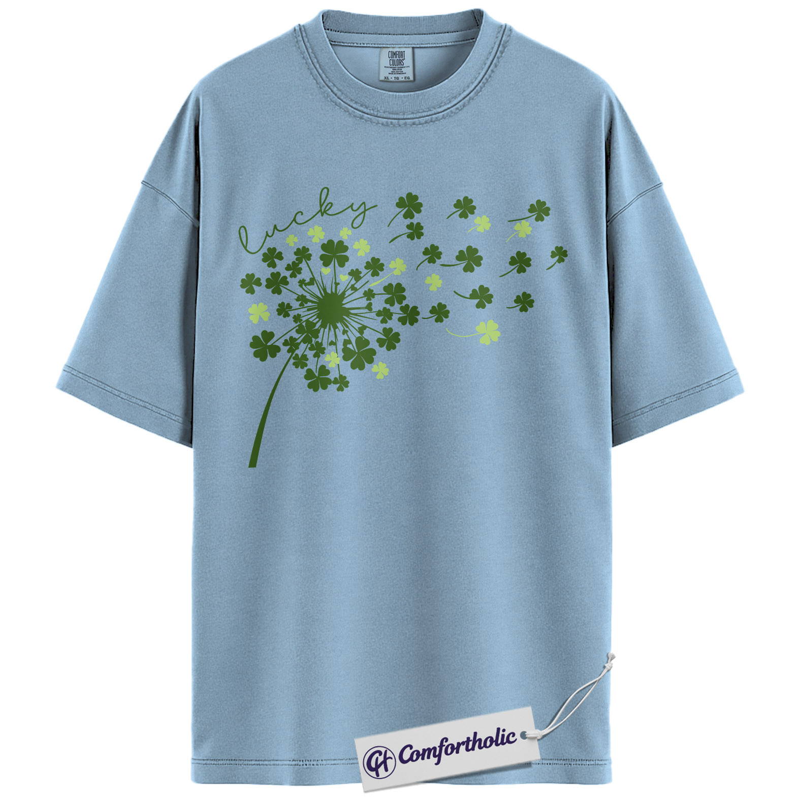 St Patricks Day Shirt, Lucky Shamrock Dandelion Graphic Tee, Cute Irish Clover T-Shirt for Women, St Patrick’s Day Parade Party Gift, Comfort Colors Shirt - Image 14