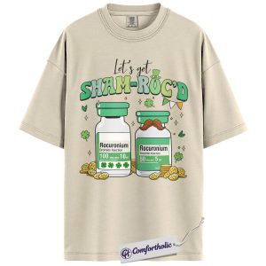 St Patrick’s Day CRNA Shirt, Let’s Get Sham-Roc’d Rocuronium Graphic Tee, Funny Anesthesia Nurse T-Shirt, Hospital Staff Party Gift, Comfort Colors Shirt
