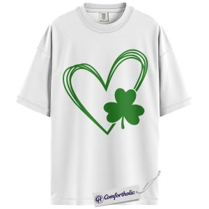 Alternative view of Shamrock Heart Shirt, Green Clover St Patrick’s Day Graphic Tee, Lucky Irish Heart T-Shirt, St Patrick’s Day Gift for Women, Comfort Colors Shirt