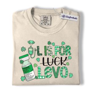 ICU Nurse St Patrick’s Day Shirt, Levo Luck Levophed Drip Graphic Tee, ER Critical Care Nurse T-Shirt, Nurse Appreciation Gift, Comfort Colors Shirt