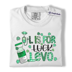 Alternative view of ICU Nurse St Patrick’s Day Shirt, Levo Luck Levophed Drip Graphic Tee, ER Critical Care Nurse T-Shirt, Nurse Appreciation Gift, Comfort Colors Shirt