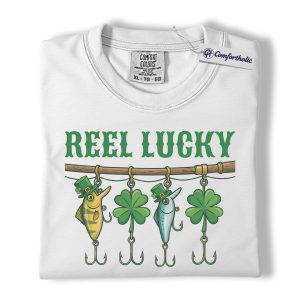 Alternative view of Reel Lucky Fishing Shirt, St Patrick’s Day Shamrock Lure Graphic Tee, Funny Fisherman T-Shirt, Irish Fishing Gift, Comfort Colors Shirt