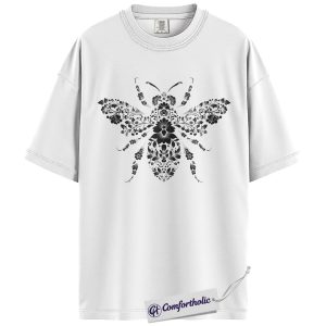 Alternative view of Bee Shirt, Floral Bee Graphic Tee, Botanical Cottagecore T-Shirt, Gift for Bee Lovers, Comfort Colors Shirt