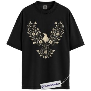 Eagle Shirt, Floral Botanical Eagle Graphic Tee, Cottagecore Nature T-Shirt, Gift for Eagle Lovers, Comfort Colors Shirt