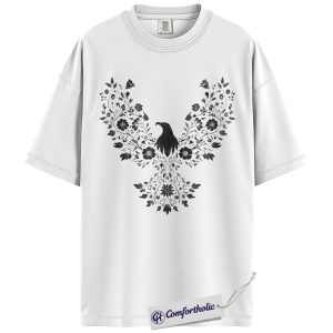 Alternative view of Eagle Shirt, Floral Botanical Eagle Graphic Tee, Cottagecore Nature T-Shirt, Gift for Eagle Lovers, Comfort Colors Shirt