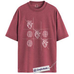 Therapist Psychology Shirt, Heart vs Brain Tic Tac Toe Graphic Tee, Mental Health Counselor T-Shirt, Gift for Psychology Students, Comfort Colors Shirt