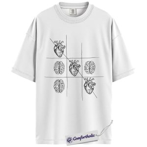 Alternative view of Therapist Psychology Shirt, Heart vs Brain Tic Tac Toe Graphic Tee, Mental Health Counselor T-Shirt, Gift for Psychology Students, Comfort Colors Shirt