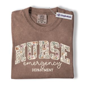 ER Nurse Shirt, Nurse Emergency Department Floral Graphic Tee, Emergency Room RN T-Shirt for Women, ER Nurse Gift, Comfort Colors Shirt