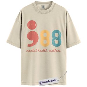 Mental Health Matters Shirt, 988 Suicide & Crisis Lifeline Graphic Tee, Mental Health Awareness T-Shirt, Gift for Counselors & Therapists, Comfort Colors Shirt