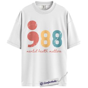 Alternative view of Mental Health Matters Shirt, 988 Suicide & Crisis Lifeline Graphic Tee, Mental Health Awareness T-Shirt, Gift for Counselors & Therapists, Comfort Colors Shirt