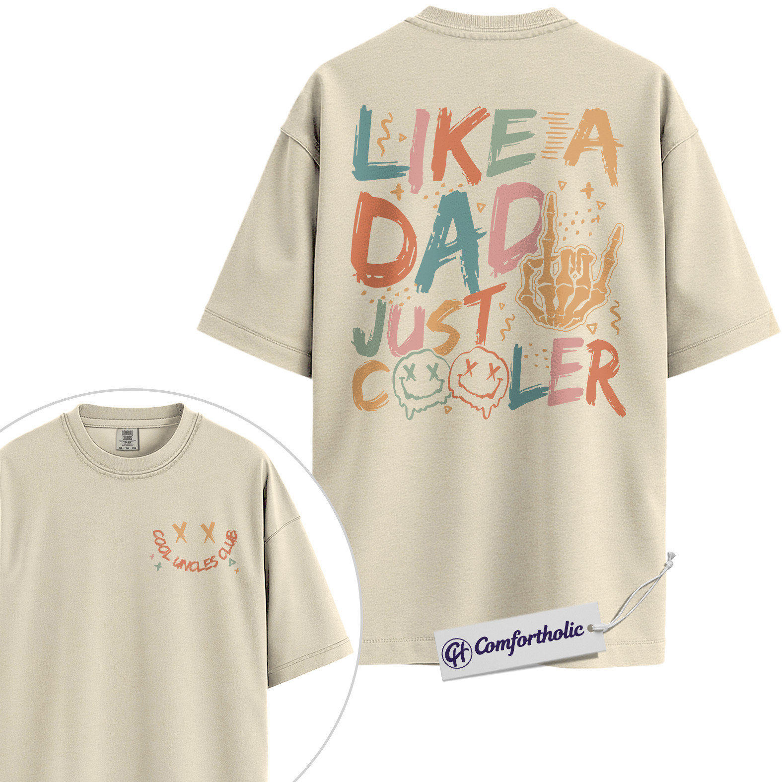 Cool Dad Shirt, Like a Dad Just Cooler Graphic Tee, Father’s Day Gift for Dads, Comfort Colors Shirt 2-Sided - Image 4