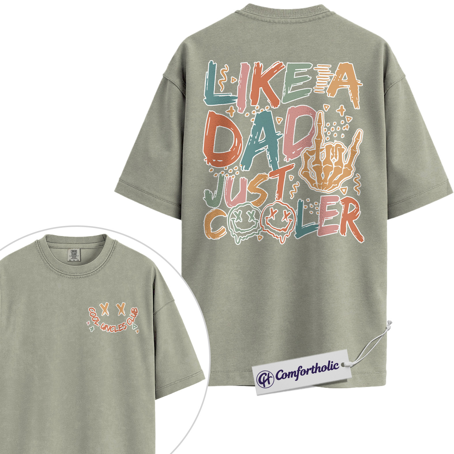 Cool Dad Shirt, Like a Dad Just Cooler Graphic Tee, Father’s Day Gift for Dads, Comfort Colors Shirt 2-Sided - Image 6