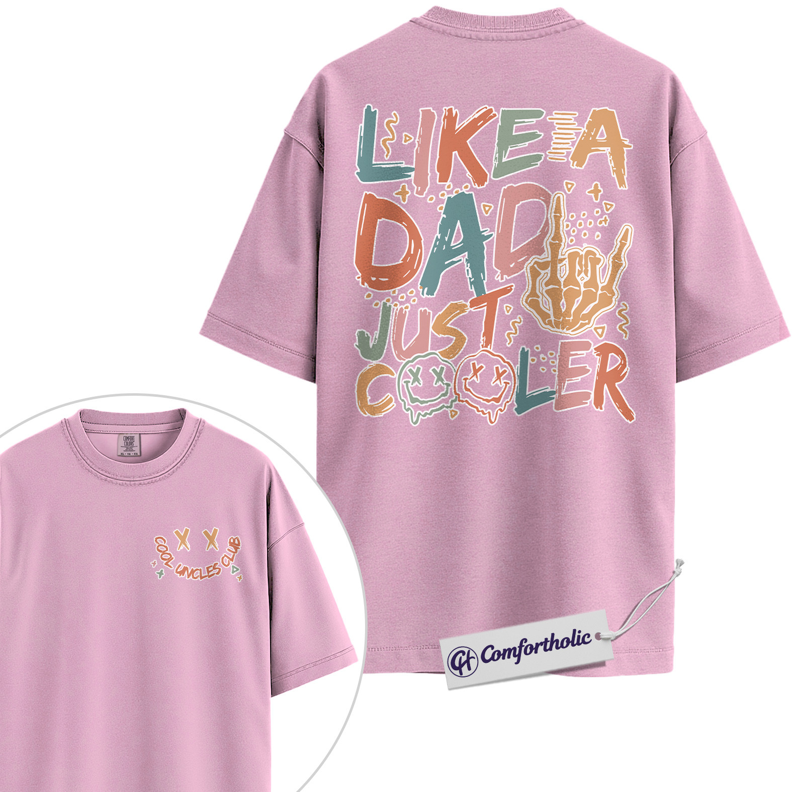 Cool Dad Shirt, Like a Dad Just Cooler Graphic Tee, Father’s Day Gift for Dads, Comfort Colors Shirt 2-Sided - Image 8