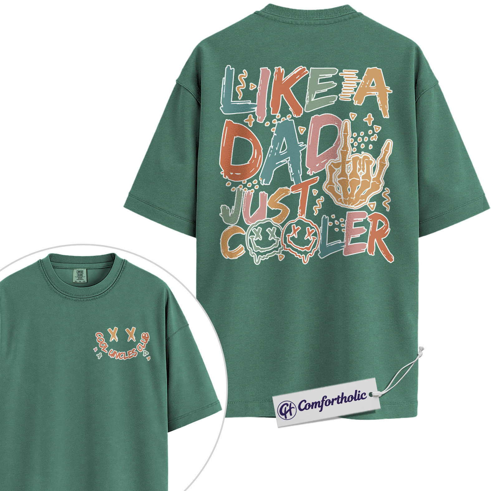 Cool Dad Shirt, Like a Dad Just Cooler Graphic Tee, Father’s Day Gift for Dads, Comfort Colors Shirt 2-Sided - Image 10
