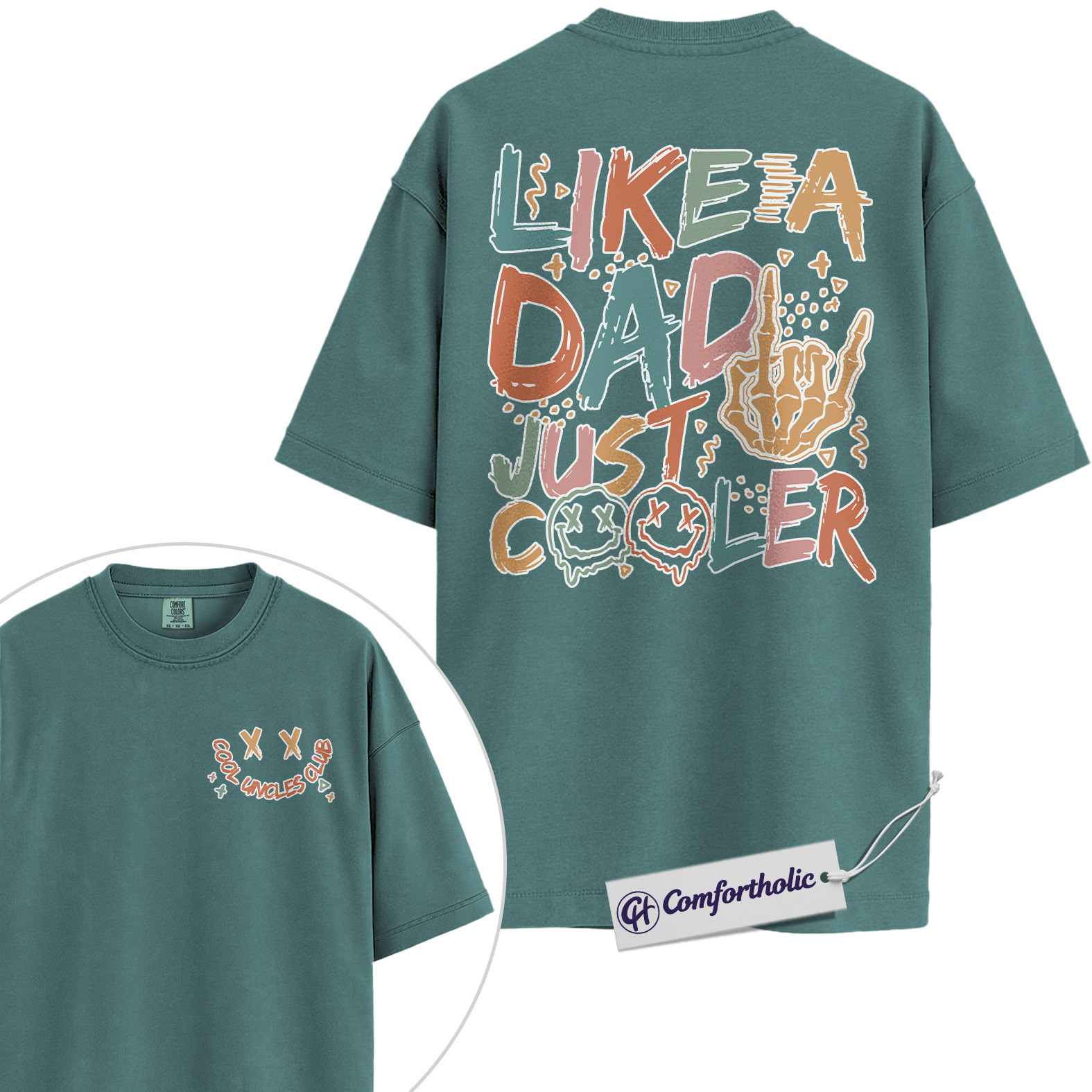 Cool Dad Shirt, Like a Dad Just Cooler Graphic Tee, Father’s Day Gift for Dads, Comfort Colors Shirt 2-Sided - Image 11