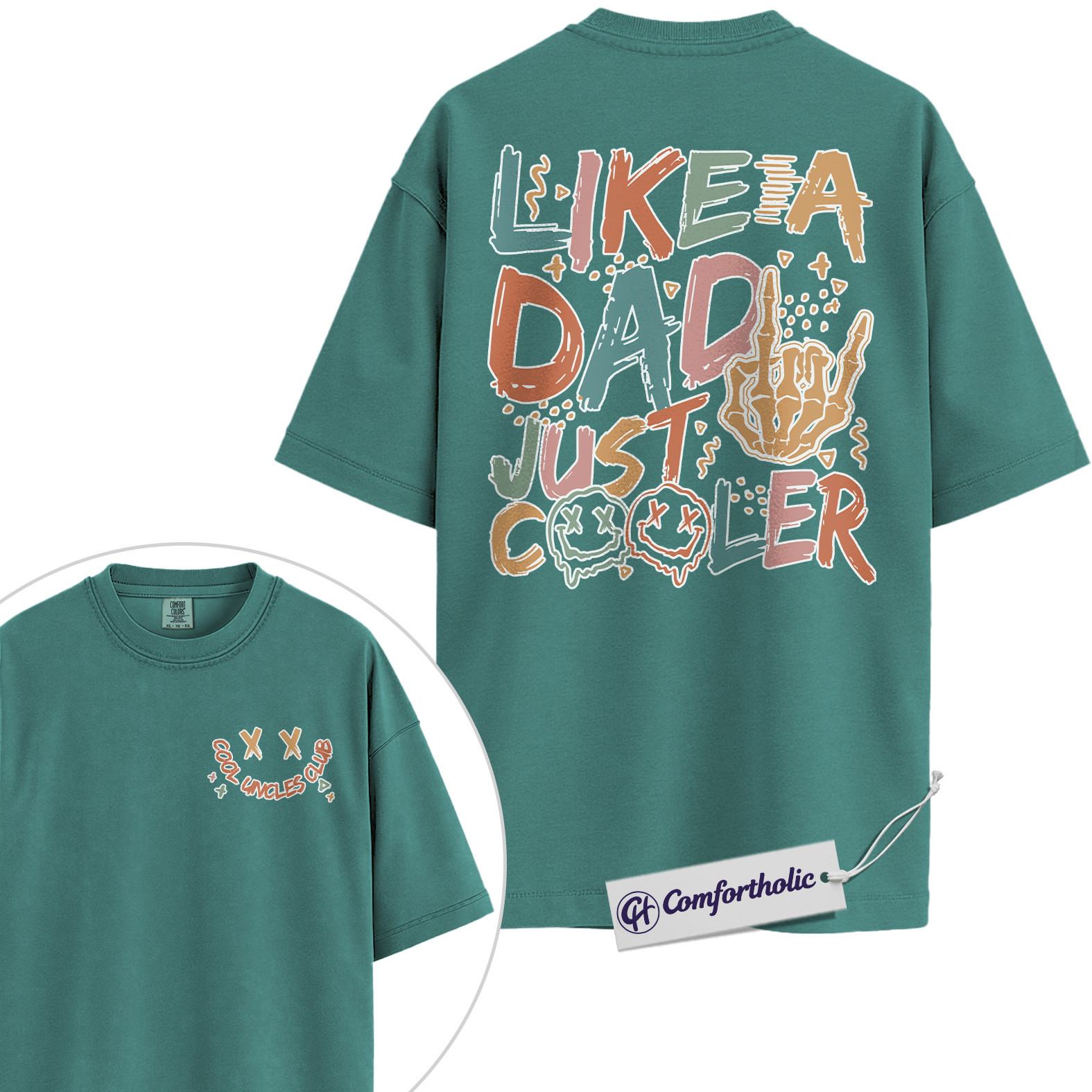 Cool Dad Shirt, Like a Dad Just Cooler Graphic Tee, Father’s Day Gift for Dads, Comfort Colors Shirt 2-Sided - Image 13